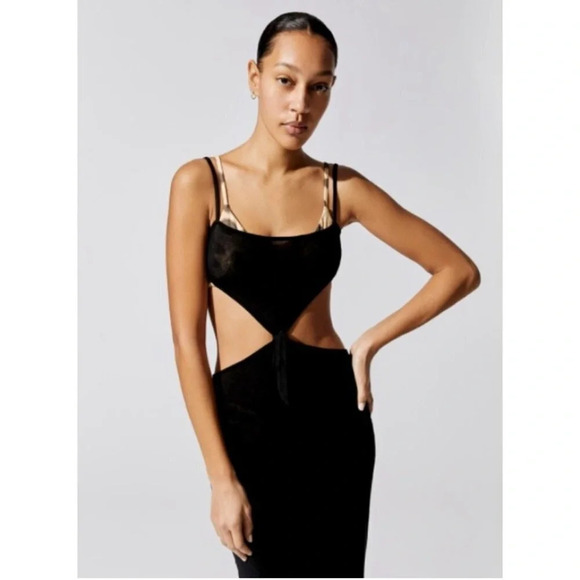 WEWOREWHAT SWIM M Knit Knot Midi Slinky Sexy Cut Out Coquette Sheer Revealing - Picture 4 of 16